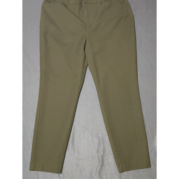 Nine West Pants Womens 16 Green Khakis Slim Fit Ankle Flat Front Stretch Pockets - Picture 1 of 12